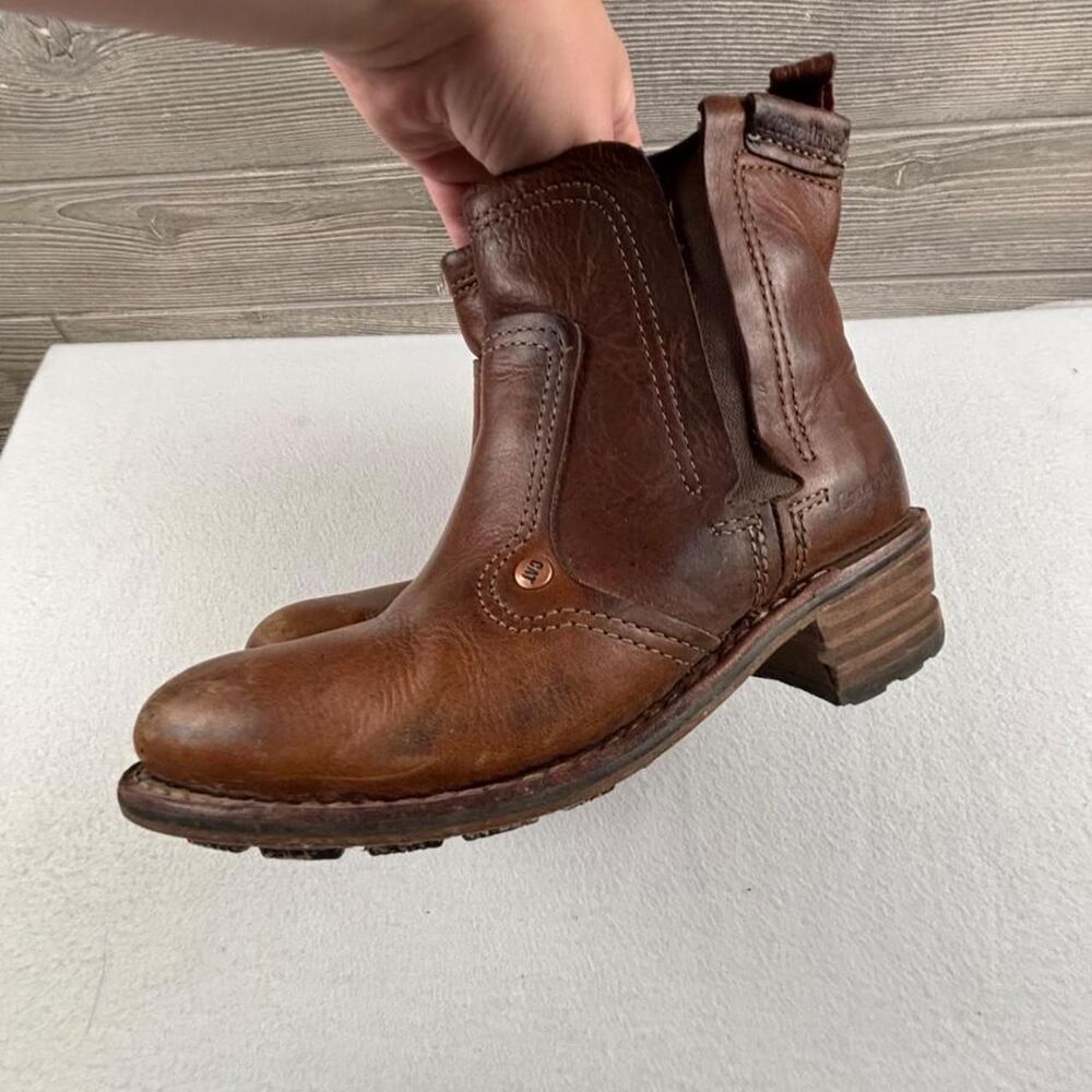 CAT Caterpillar Women’s 7.5 Brown Leather Chelsea Ankle Boots Moto Workwear